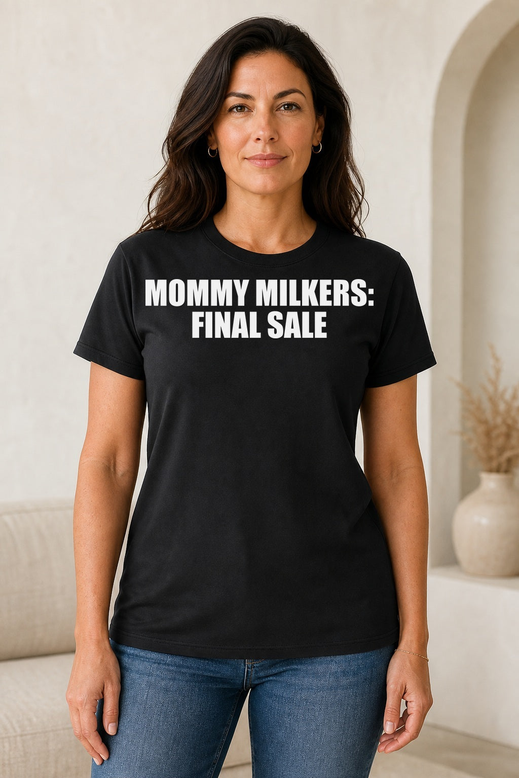 MOMMY MILKERS: FINAL SALE TEE model mockup